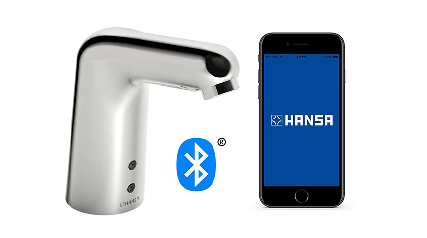 Hou de Hansa Medipro handenvrije kranen vanop afstand in het oog en pas ze aan met Hansa Connect app, 