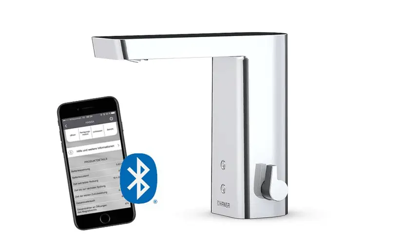 HANSASTELA sensor faucet increases hand hygiene and can be controlled with an app.