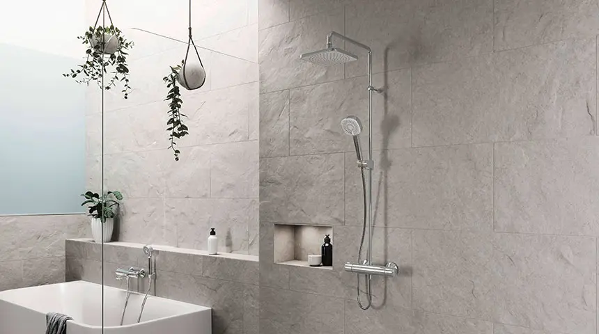 Coming soon: NEW HANSAMICRA Style with two design options for overhead shower, 